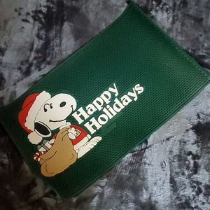 Vintage Snoopy Santa Happy Holidays Door Mat